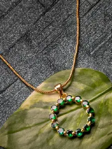 Estele Traditional Long Kundan Chandelier Earrings with green stone