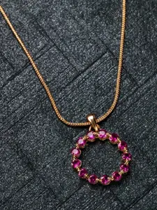 Estele 24KT Gold-Plated Pink Crystal-Studded Handcrafted  Necklace