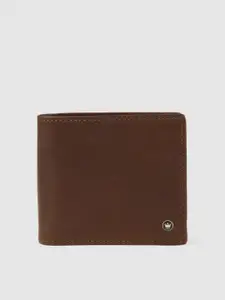 Louis Philippe Men Brown Solid Leather Two Fold Wallet