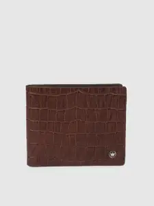 Louis Philippe Men Brown Textured Leather Two Fold Wallet