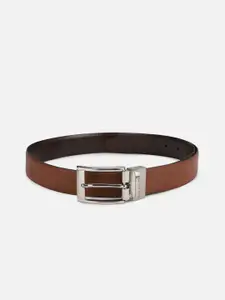Louis Philippe Men Brown Solid Reversible Leather Belt