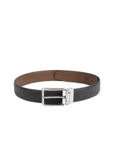 Louis Philippe Men Black & Brown Reversible Textured Leather Belt