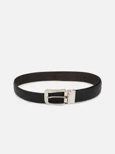 Louis Philippe Men Black & Brown Textured Reversible Leather Belt