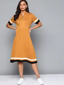 Chemistry Mustard Yellow Solid A-Line Dress