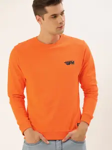 Flying Machine Men Orange Solid  Sweatshirt