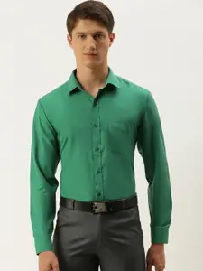 English Navy Men Green Slim Fit Solid Formal Shirt