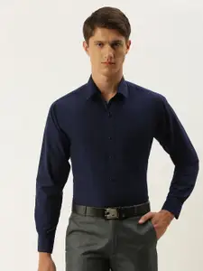 English Navy Men Navy Blue Slim Fit Solid Formal Shirt