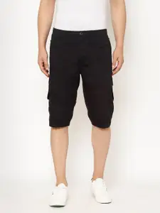 SAPPER Men Black Solid Slim Fit Cargo Shorts