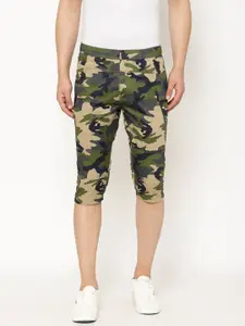 SAPPER Men Green Printed Slim Fit Regular Shorts