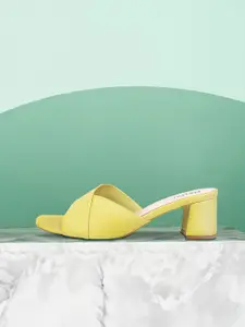 Metro Women Yellow Solid Block Heels