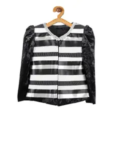 Actuel Girls Black & White Striped Blazer with Top