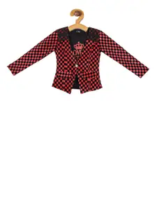 Actuel Girls Black & Red Checked Blazer With T-shirt