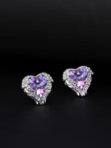 Yellow Chimes Woman Silver-Toned Swarovski Contemporary Studs Earring