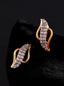 Estele Handcrafted Gold Plated White Contemporary Hoop Earrings