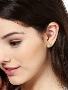 Estele Gold-Plated & Purple Contemporary Studs