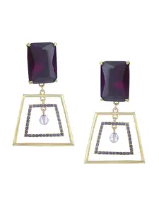 Estele Purple & Gold-Toned Contemporary Drop Earrings
