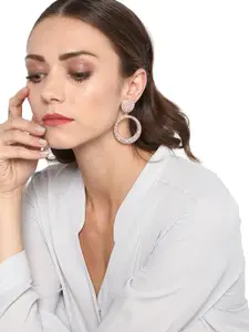 Estele Gold-Plated & Off-White Circular Drop Earrings