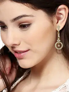 Estele Gold-Plated & White Geometric Drop Earrings