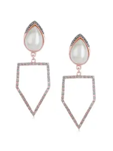Estele Rose Gold Contemporary Drop Earrings