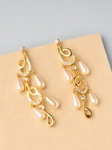 Estele Gold-Plated Contemporary Drop Earrings
