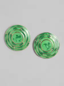 Estele Green Gold-Plated Circular Studs