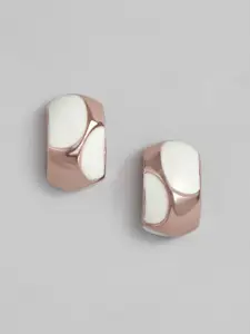 Estele White & Gold-Toned Contemporary Drop Earrings