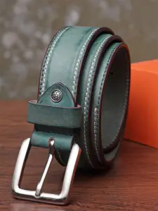 Teakwood Leathers Men Green Solid Leather Belt