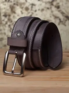 Teakwood Leathers Men Grey Solid Genuine Leather Belt