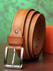 Teakwood Leathers Men Tan Brown Solid Leather Belt