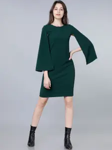 Tokyo Talkies Women Green Solid Sheath Dress