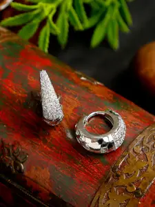 YouBella Silver-Plated Artificial Stone Studded Oval Studs