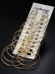 YouBella Women Set of 12 Gold-Plated Hoop Earrings