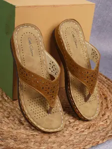 Get Glamr Women Tan Brown Solid Sandals