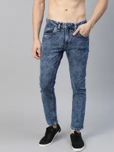 Roadster Men Blue Skinny Fit Heavy Fade Stretchable Ankle Length Jeans