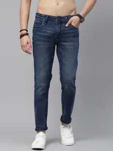 The Roadster Lifestyle Co Men Navy Blue Tapered Fit Light Fade Stretchable Jeans