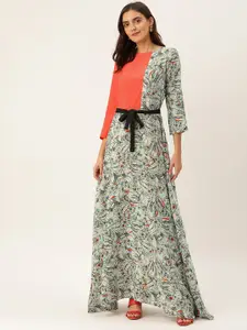 Shubhangini Fashion Women White Printed Maxi Dress