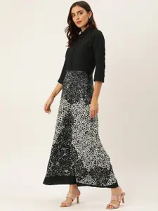 Shubhangini Fashion Women Black Printed Fit and Flare Dress