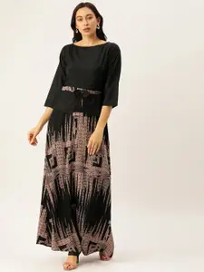 Shubhangini Fashion Women Black Printed Maxi Dress