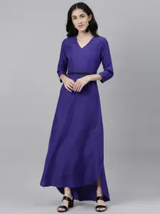 Shubhangini Fashion Women Blue Solid High-Low Maxi Dress