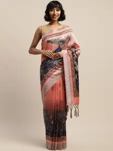 Mitera Multicoloured Poly Silk Printed Tussar Saree