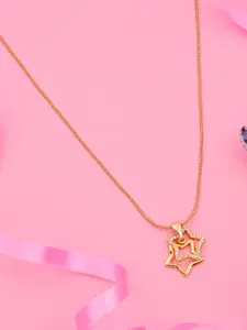 Estele Gold-Plated Stone-Studded Star Pendant With Chain