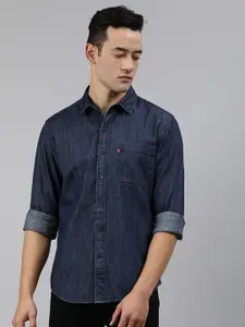 Levis Men Blue Manhattan Slim Fit Solid Casual Shirt