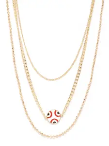 Blueberry White & Red Gold-Plated Evil Eye Enamelled Layered Handcrafted Necklace