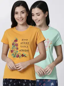 Kryptic Women Pack Of 2 Printed Pure Cotton Lounge T-shirts
