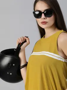 The Roadster Lifestyle Co Women Mustard Yellow  White Striped Blouson Top