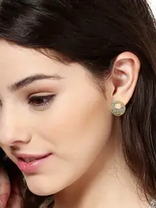Estele Gold-Toned & White Contemporary Studs