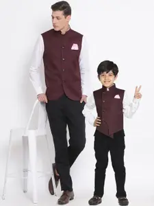 VASTRAMAY Men Maroon Solid Nehru Jacket