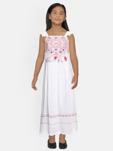Global Desi Girls White Embroidered Maxi Dress