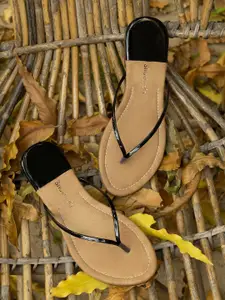 Shoetopia Women Black Solid Open Toe Flats