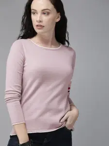 The Roadster Lifestyle Co Women Pink Solid Regular Top